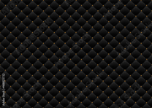 seamless texture black leather adorned with gold decorative carn