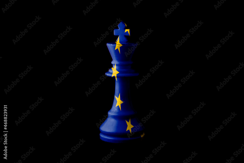 EU Chess King 3D Render Of Chess King With European Union Flag