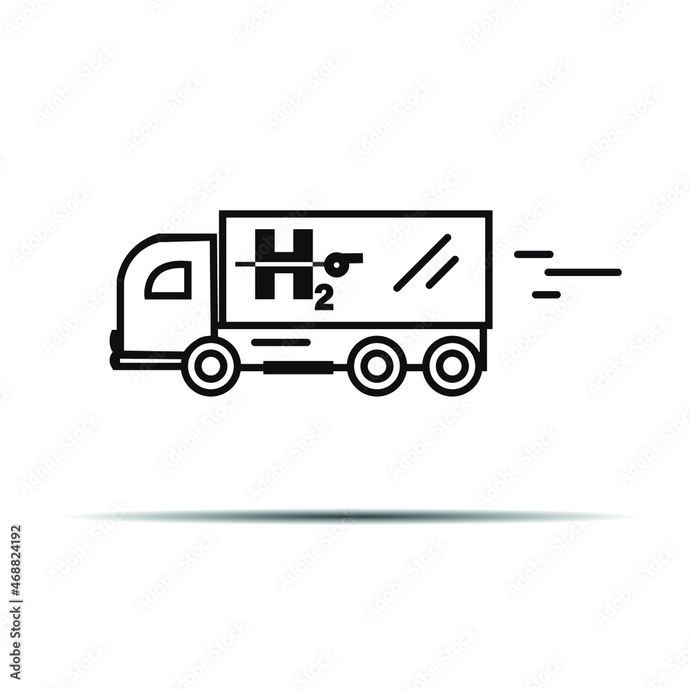 Hydrogen powered truck icon H2. Vector Hydrogen powered truck icon H2. Vector