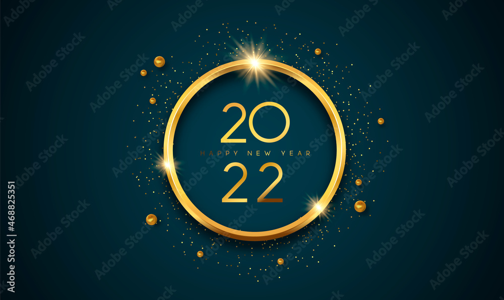 Happy New Year 2022 gold 3d ring luxury card Happy New Year 2022 gold 3d ring luxury card