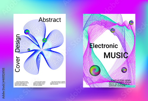 Set of modern abstract musical backgrounds. Sound flyer for creating a fashionable cover, banner, poster, booklet.
