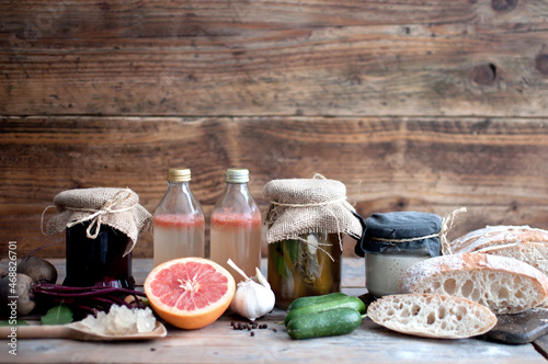 Homemade lacto fermented products photo