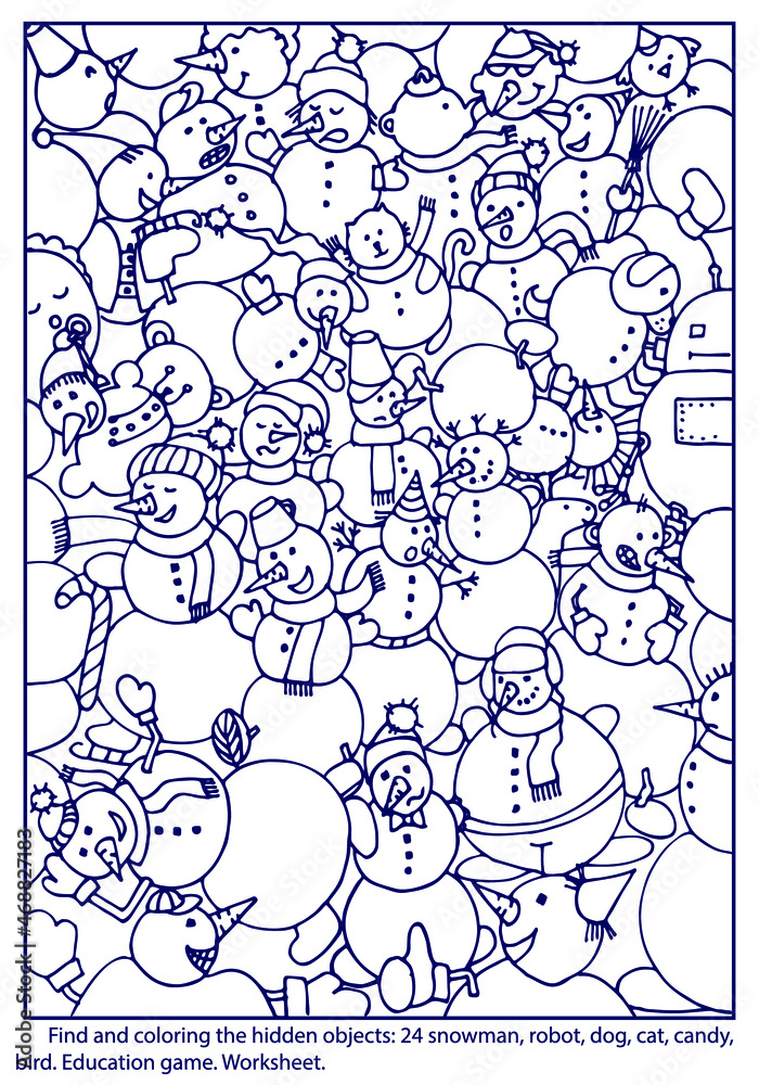 Find And Color Hidden Objects Winter Puzzle Game For Kids Adult