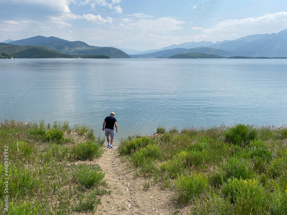 Man Hiking at the Lake