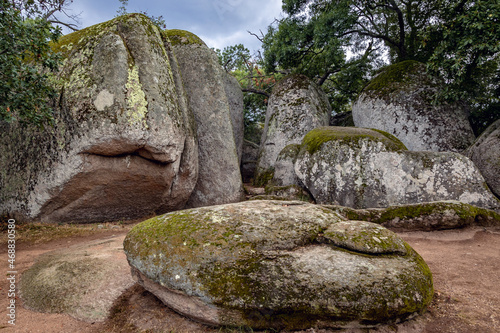 Rocks in Beglik Tash ancient Thracian remains of rock sanctuary in Bulgaria