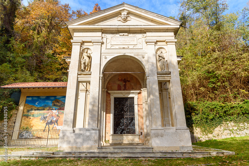 The Chapel on the Rosary way of the Sacred Mount of Varese, Lombardy, Italy. Unesco World Heritage Site.