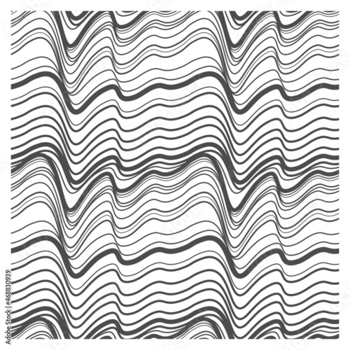 Seamless pattern with black linear waves. Repeating texture.