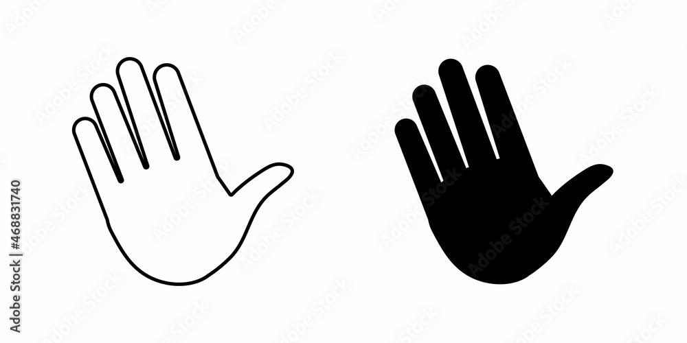 Human palm hand vector silhouette on white background. Human palm hand vector silhouette on white background.