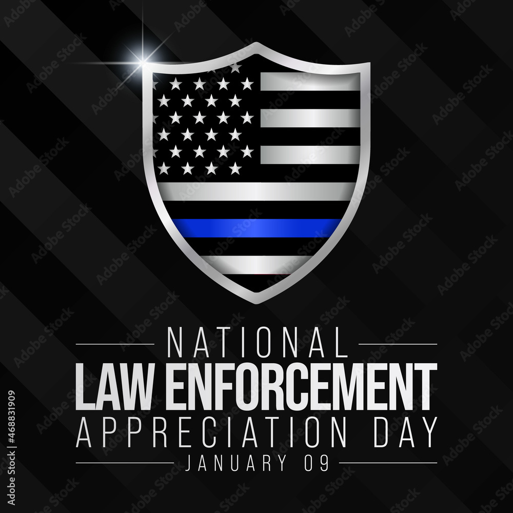 Law enforcement appreciation day (LEAD) is observed every year on January 9, to thank and show support to our local law enforcement officers who protect and serve. vector illustration - obrazy, fototapety, plakaty 