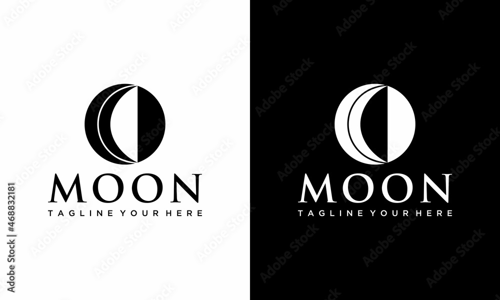 Moon icon vector. Moon an star icon. Logo illustration on white and black background. Flat design style.