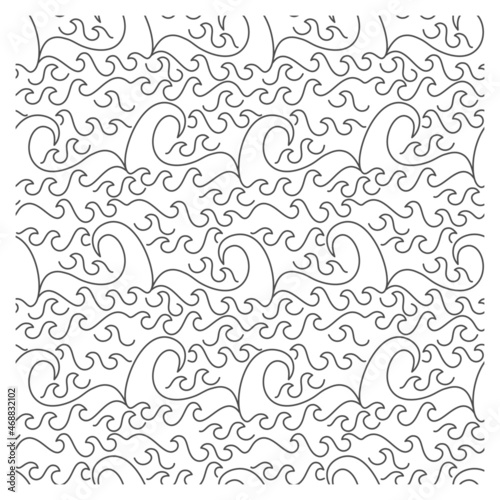 Seamless pattern with waves for colouring. Design for backdrops with sea, rivers or water texture.