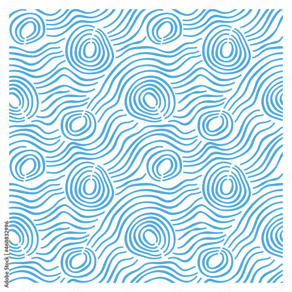 Abstract seamless pattern with blue waves.