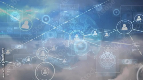 Wallpaper Mural Animation of globe with network of connections with people icons Torontodigital.ca