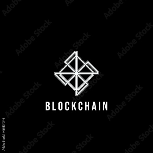 Blockchain logo design. Stylish elegant and trendy black and white Hexagon Cryptocurrency vector illustration