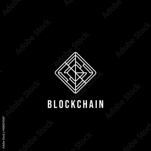 Blockchain logo design. Stylish elegant and trendy black and white Hexagon Cryptocurrency vector illustration