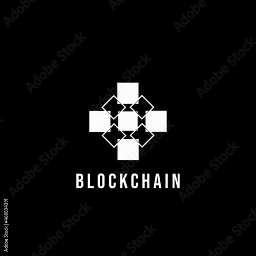 Blockchain logo design. Stylish elegant and trendy black and white Hexagon Cryptocurrency vector illustration