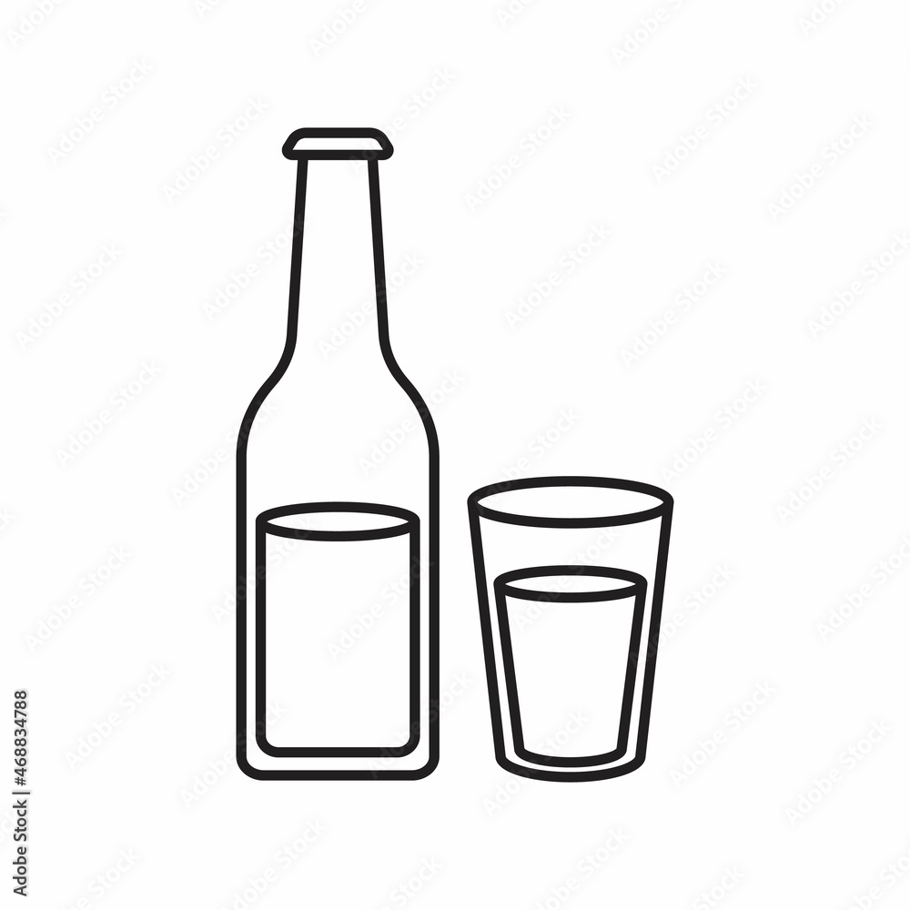 Bottle and glass of water icon Bottle and glass of water icon