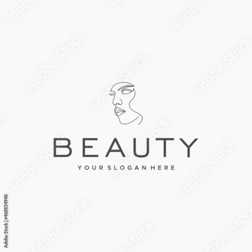minimalist BEAUTY face woman girl logo design