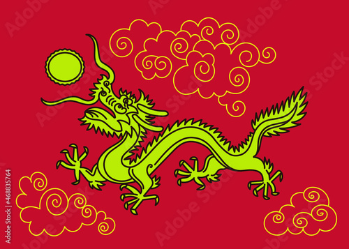 Chinese dragon drawing digital