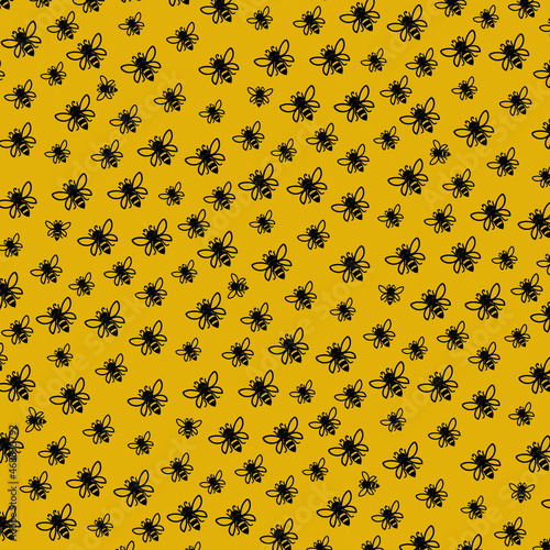 seamless bees background on honey background