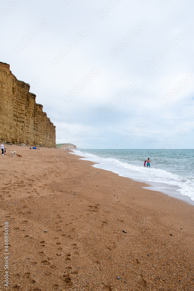 West Bay beach and cliffs - Dorset, England, UK West Bay beach and cliffs - Dorset, England, UK