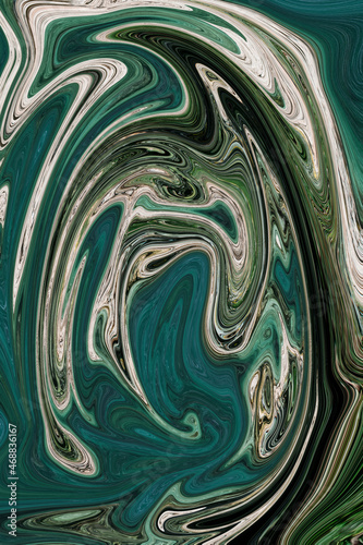 Green, blue, black and turquoise liquid texture. Abstract marbled creative background.