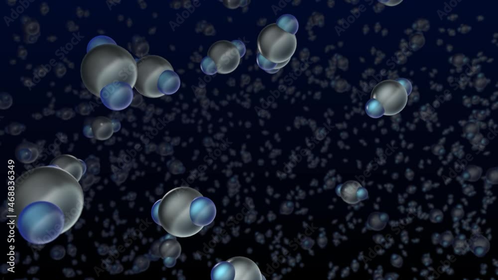 Water vapor molecules flying around. H2O water particles background