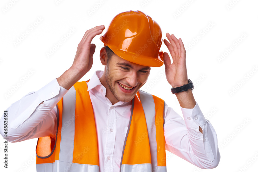 man in working orange uniform construction work man in working orange uniform construction work