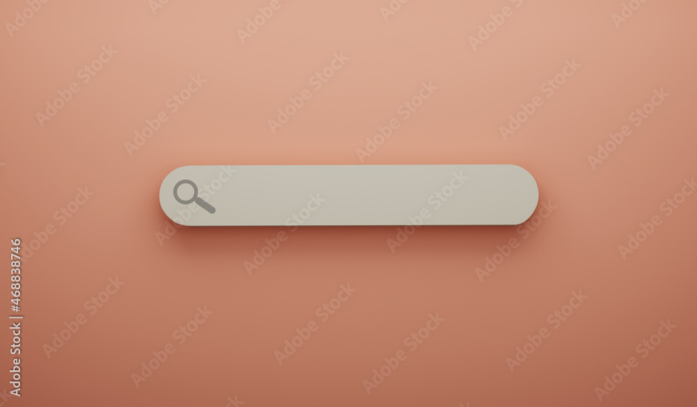 Web search blank search bar panel on orange background 3d render illustration. Web search blank search bar panel on orange background 3d render illustration.