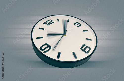 Clock with fast moving hands time passes quickly