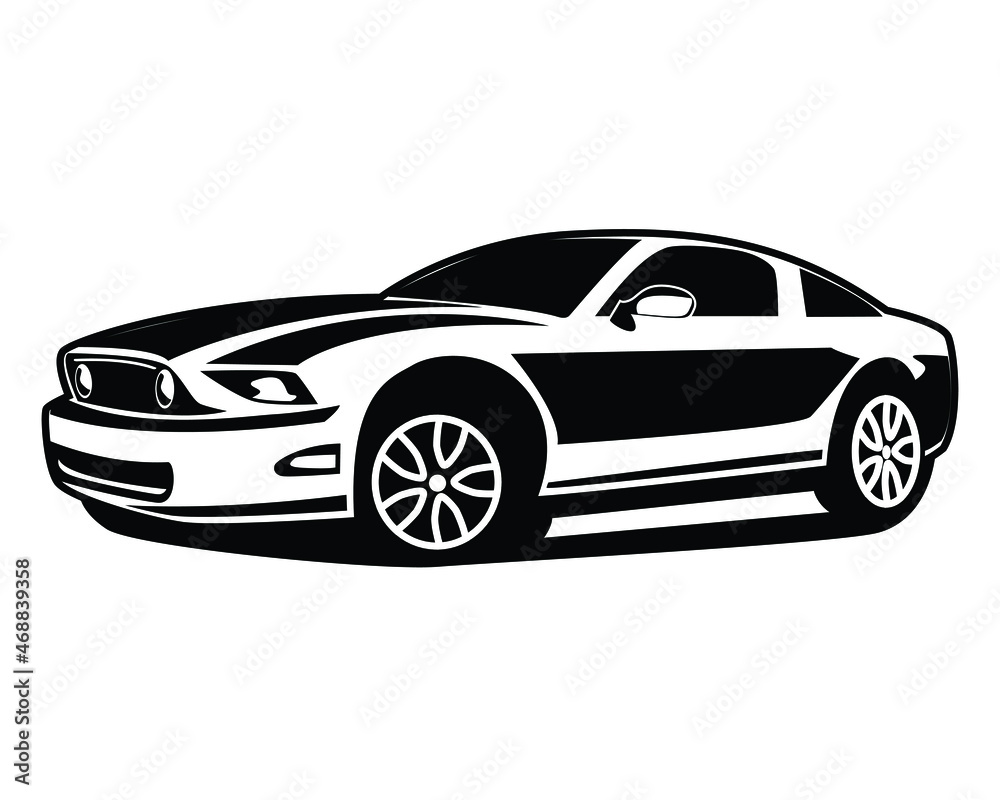 muscle car isolated side view white background. best for logos, badges, emblems, icons, available in eps 10.