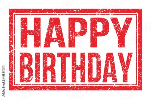 Canvas Print HAPPY BIRTHDAY, words on red rectangle stamp sign