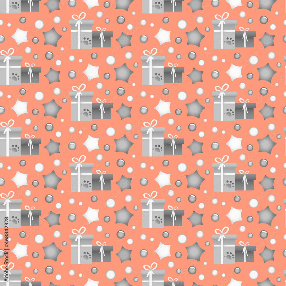 Christmas seamless pattern with gifts boxes on red Christmas seamless pattern with gifts boxes on red
