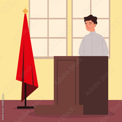 witness trial in podium