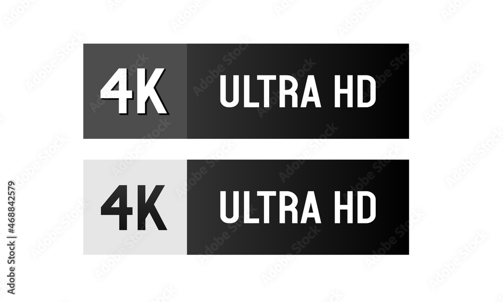 4k ultra HD, black and white badges. 4K video resolution, vector illustration. 4k ultra HD, black and white badges. 4K video resolution, vector illustration.