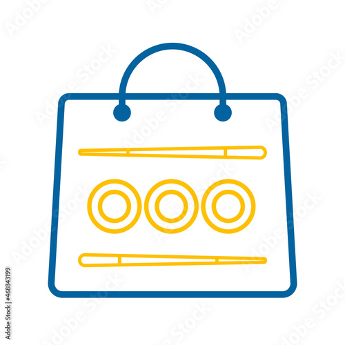 Sushi delivery vector icon. Bag for sushi delivery
