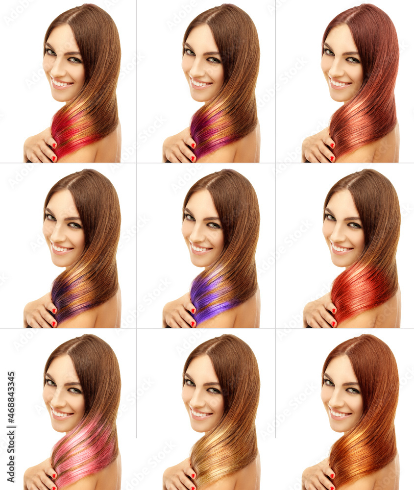 Girl with dyed Hair. Coloring. Colouring hair.Rainbow hair Girl with dyed Hair. Coloring. Colouring hair.Rainbow hair