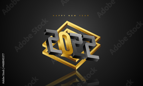 happy new year and Christmas 2022, luxury and glamorous greeting banner design