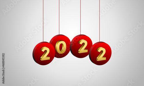 happy new year and christmas 2022, greeting banner design in red and white color 