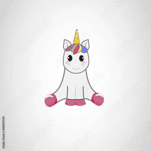 Unicorn isolated on background. For web site, poster, placard and wallpaper. Cute unicorn for mobile phone decoration, app, print material and greeting card. Creative art concept, vector illustration