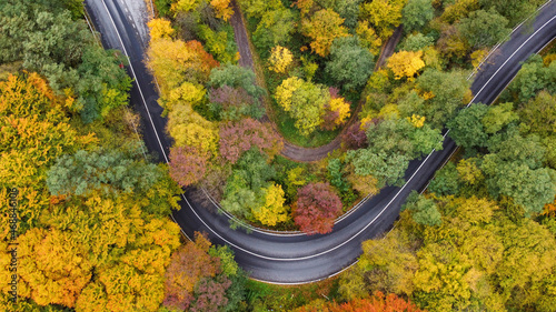 Autumn landscape with drone, Transylvanian panorama