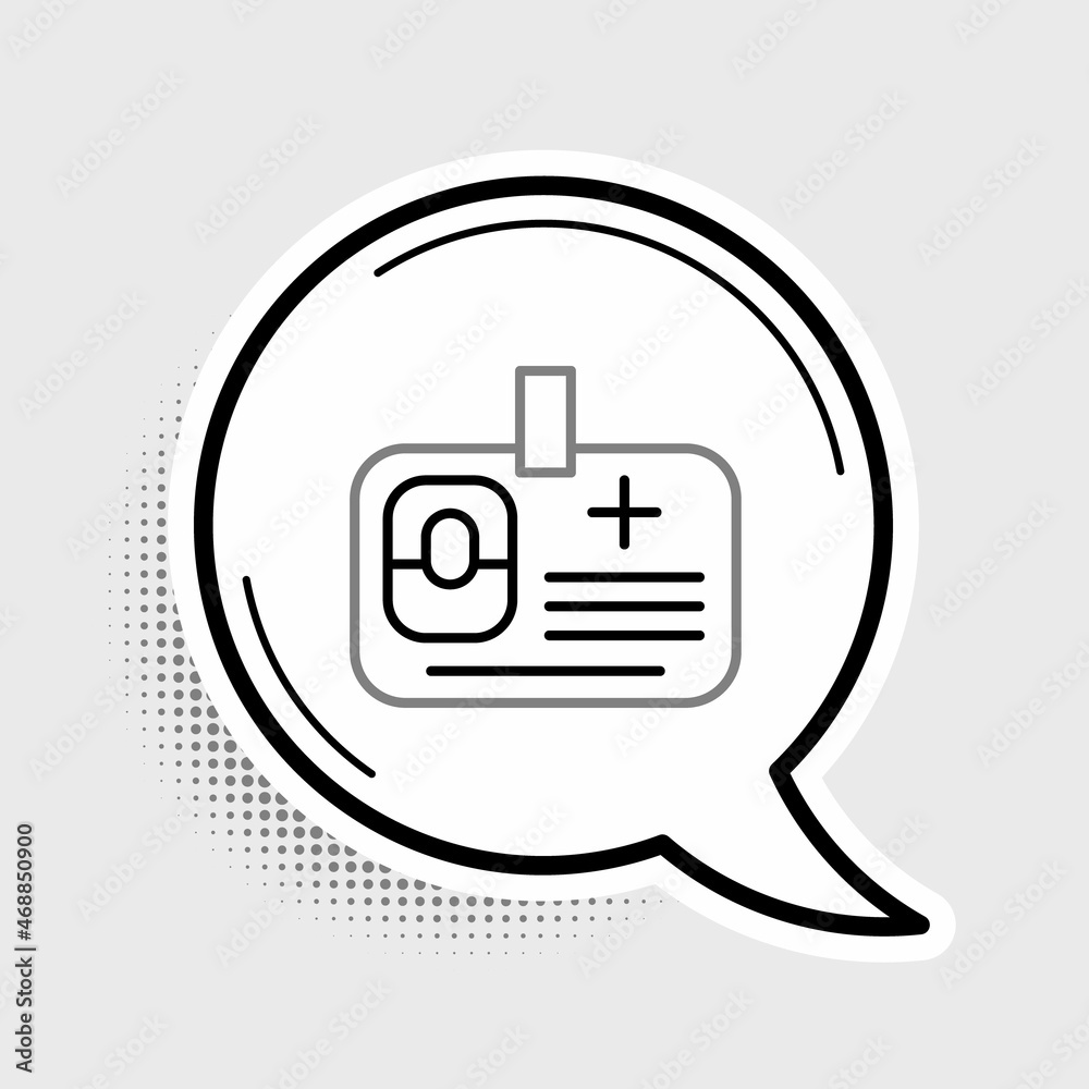 Line Identification badge icon isolated on grey background. It can be used for presentation, identity of the company, advertising. Colorful outline concept. Vector Line Identification badge icon isolated on grey background. It can be used for presentation, identity of the company, advertising. Colorful outline concept. Vector