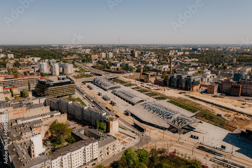 Quadro su tela Nowe centrum Łodzi widziane z lotu ptaka