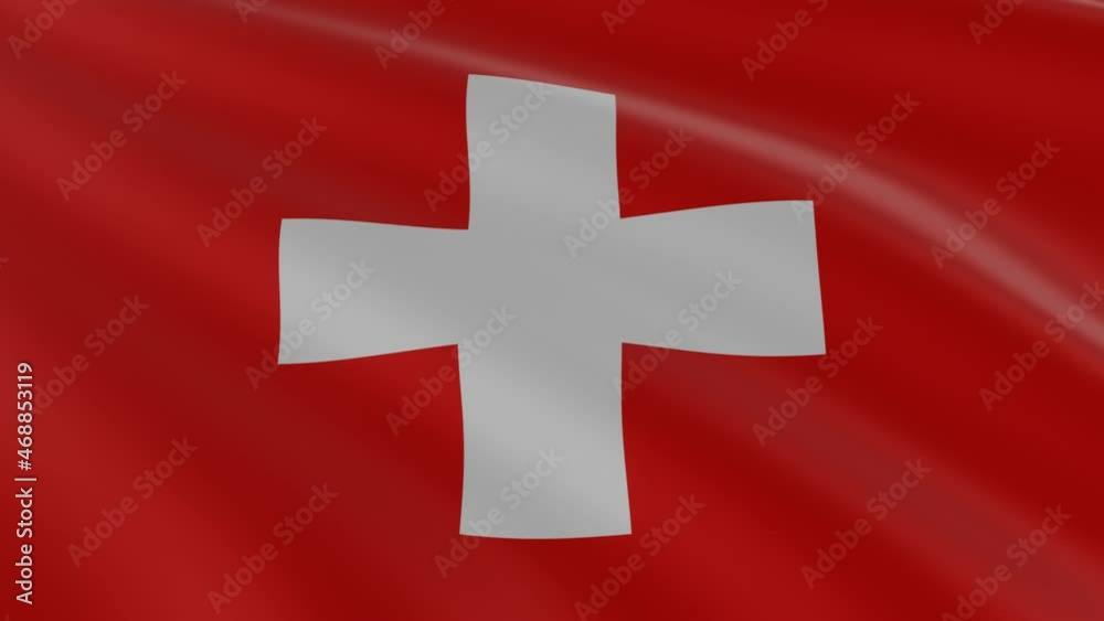 National Switzerland flag close up. 3D video Full HD 1080p. National Switzerland flag close up. 3D video Full HD 1080p.