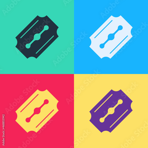 Pop art Blade razor icon isolated on color background. Vector