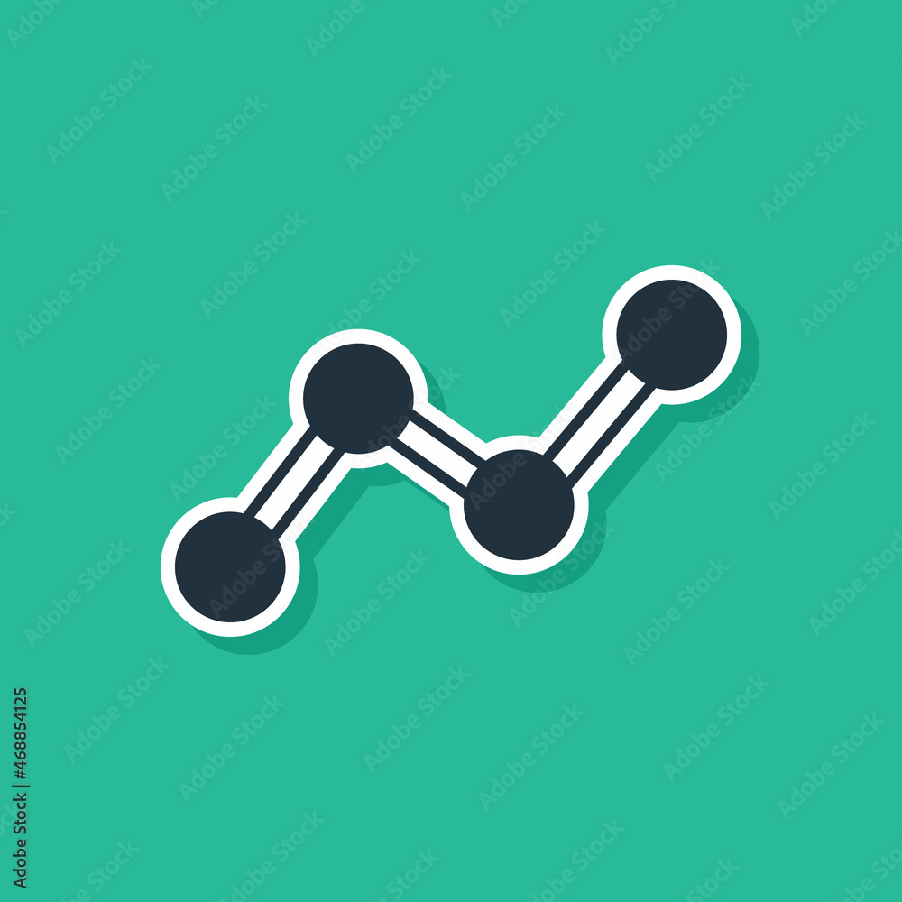 Blue Graph, schedule, chart, diagram, infographic, pie graph icon isolated on green background. Vector