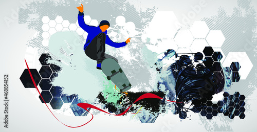 Young male skateboarder. Healthy lifestyle. Vector easy to editable 