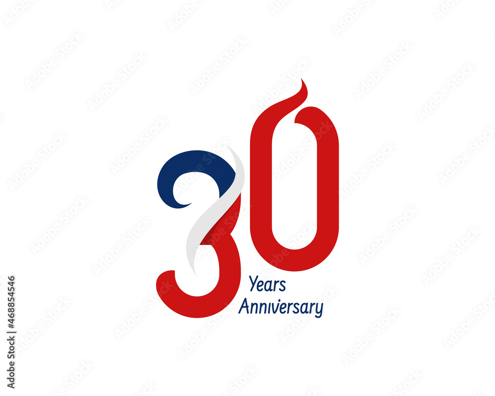 Fototapeta premium 30 years anniversary logo with ribbon for celebration