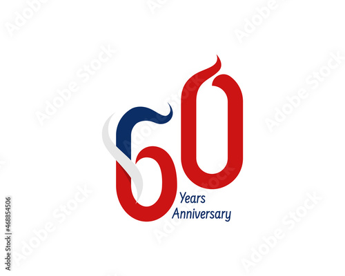 60 years anniversary logo with ribbon for celebration