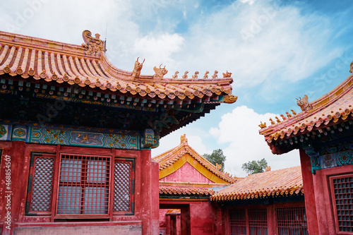 Red wall. Traditional ancient chinese architecture.